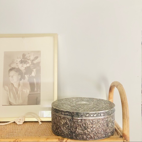 Vintage Silver Tone Jewelry Box